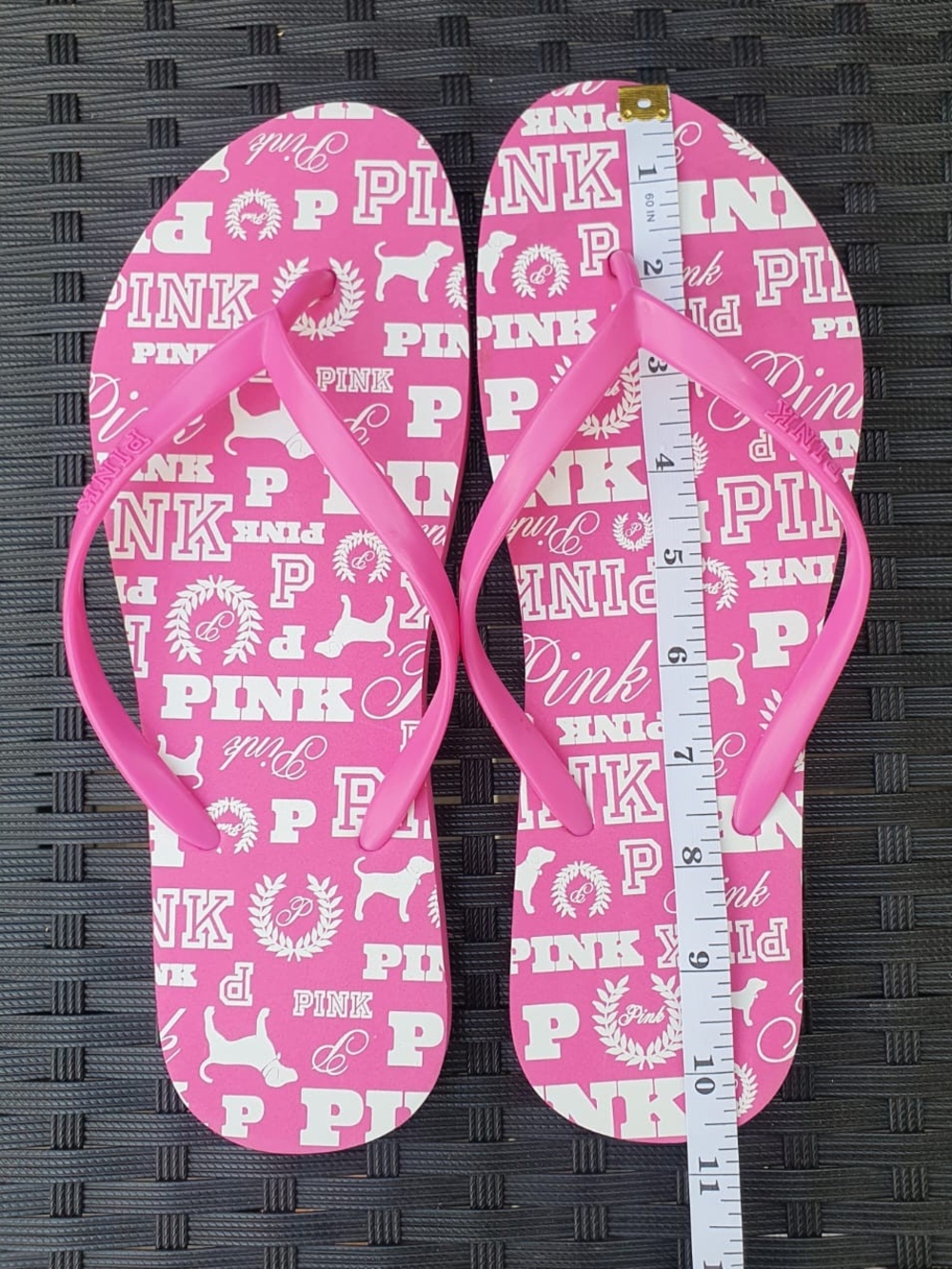 PINK Victoria's Secret Bright Pink Flip-Flops with Logo Detail